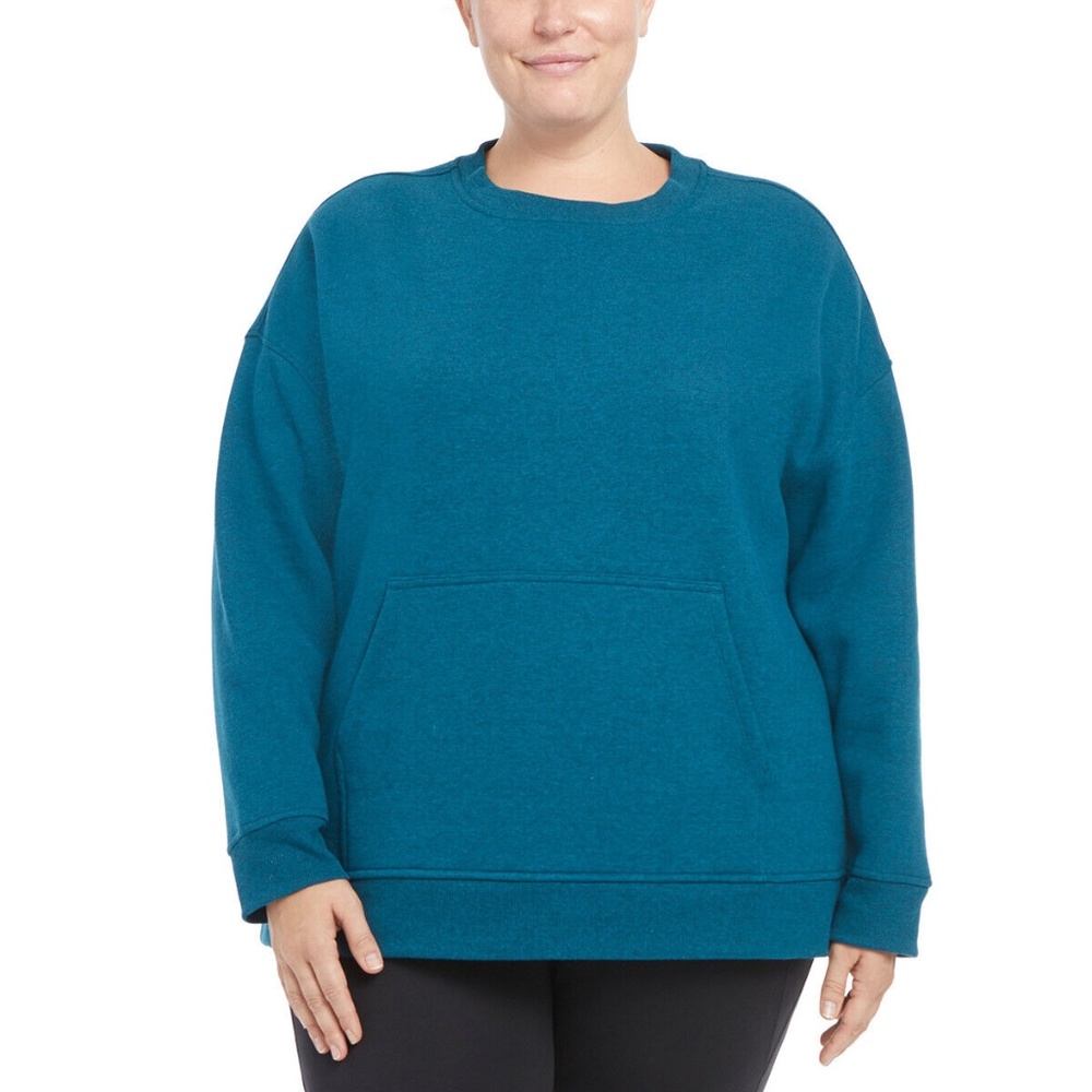 Danskin Women's Top Sz S Oversized Crewneck With Pocket Blue